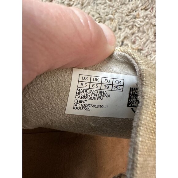 Toms Women’s Beige Linen Majorca Block Heel Sandals 8.5 Ankle Strap Casual NEW - Picture 6 of 10